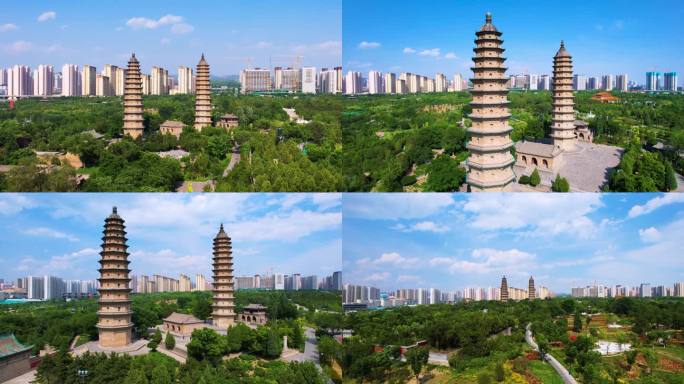 太原双塔景区航拍