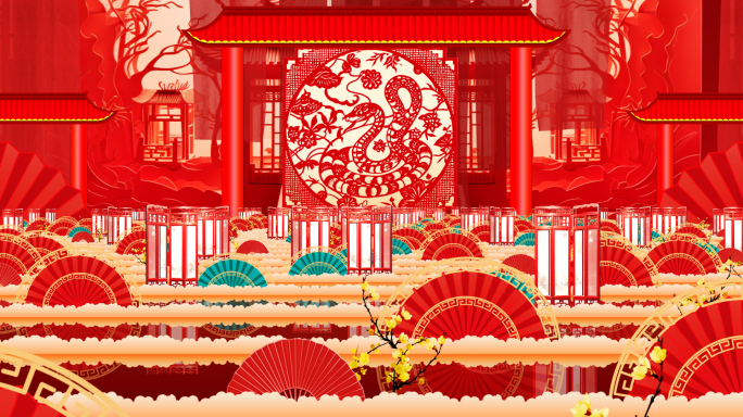 宽屏震撼大气蛇年春晚开场舞背景音乐素材