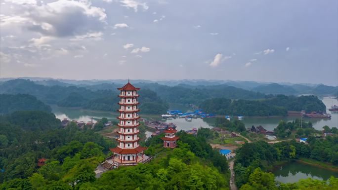 江西九江武宁县地标景区文峰塔