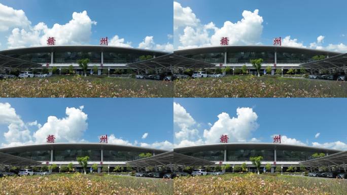 赣州黄金机场门头延时蓝天白云