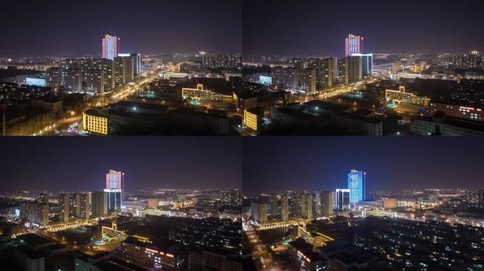 锦州科技路商圈航拍夜景环绕延时