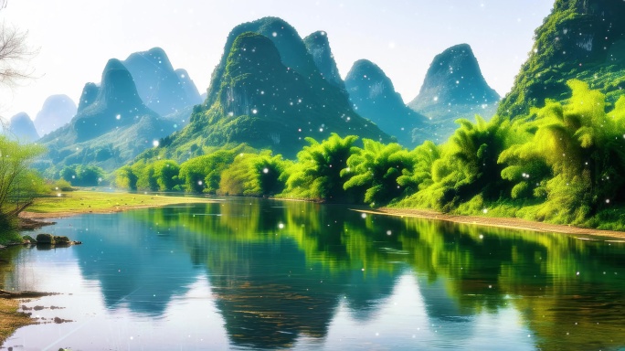 8K漓江之春万物复苏江水清澈两岸绿