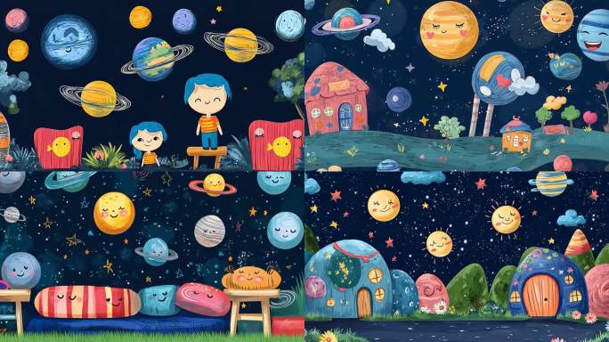 卡通宇宙动画 航天 宇航员 航空梦