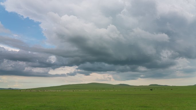 草原蓝天白云延时