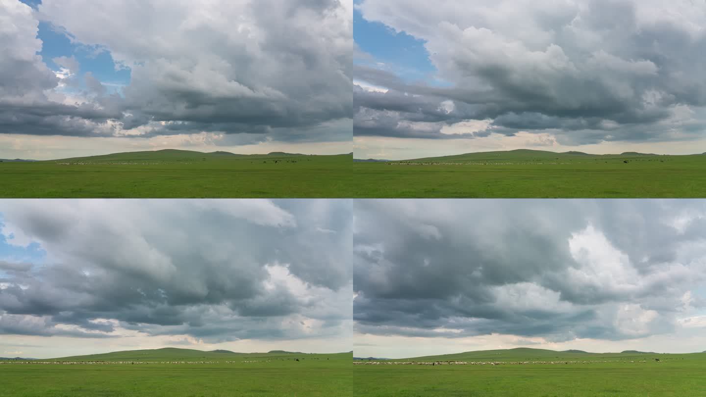 草原蓝天白云延时