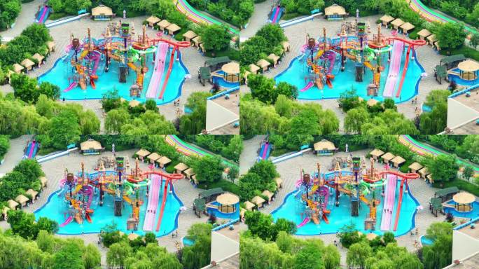 沈抚热高游乐场水上乐园航拍大滑梯