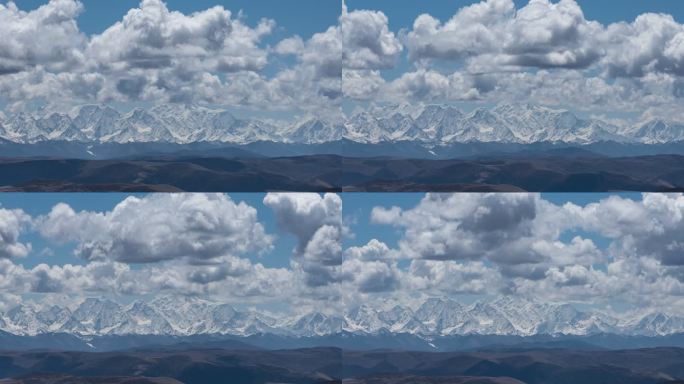 川西贡嘎雪山蓝天白云延时