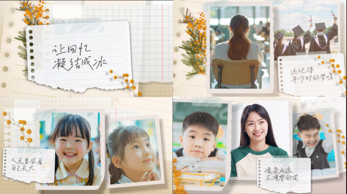清新撕纸风温馨相册展示