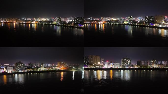 佳木斯夜间松花江沿岸