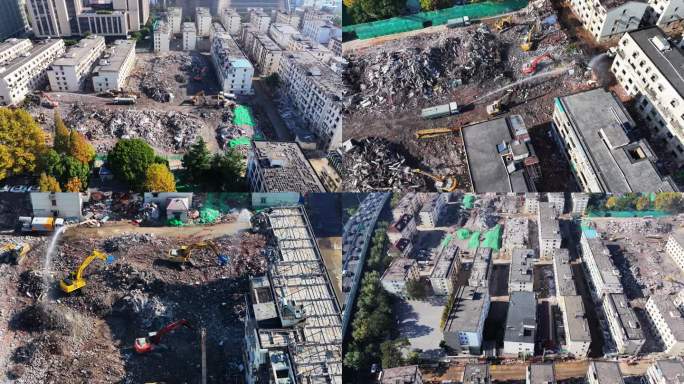 上海动迁城区改建航拍