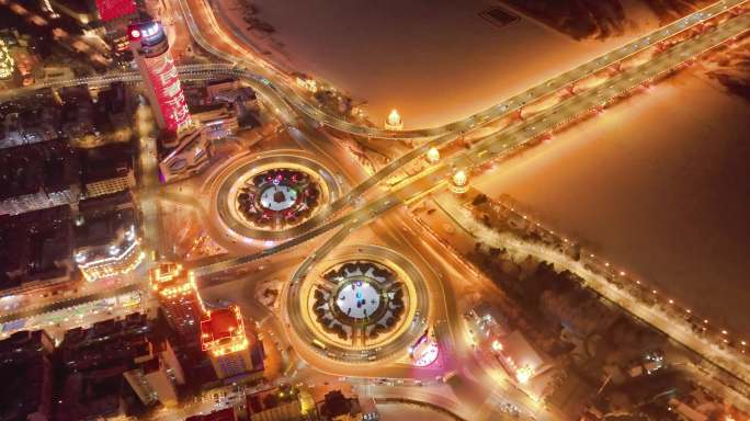 4K 哈尔滨公路大桥夜景亮化