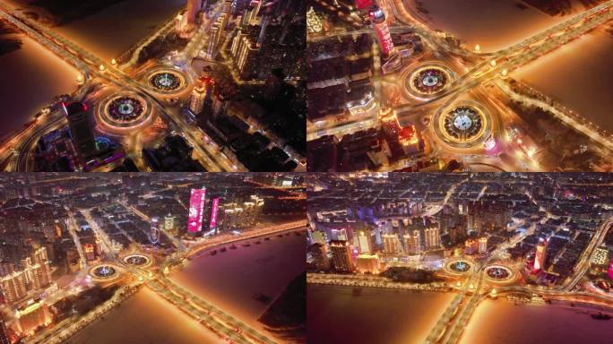 4K 哈尔滨公路大桥夜景亮化