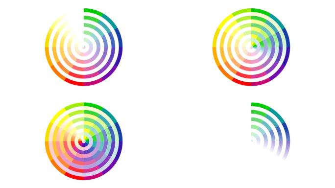 旋转色轮动画，用于图形元素和视频。