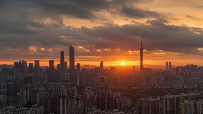 广州珠江新城日出延时