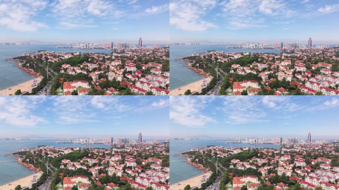 红瓦绿树碧海蓝天