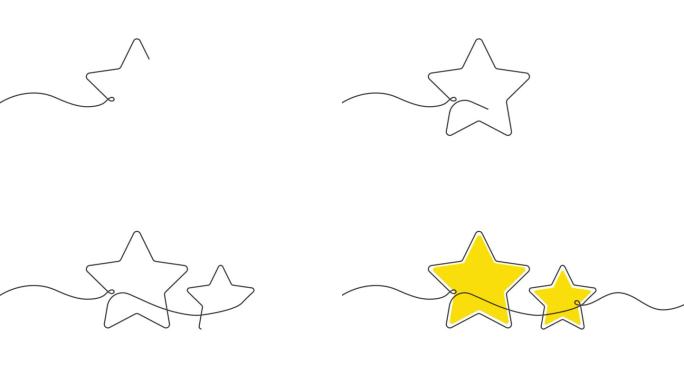 黄色星星。质量评分图标。线条绘图。插图。