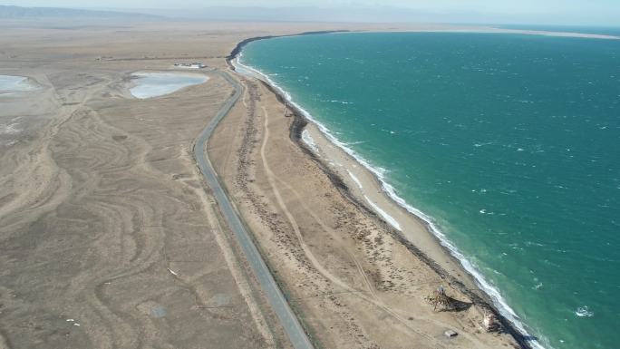 青海海南青海湖蓝天白云航拍视频