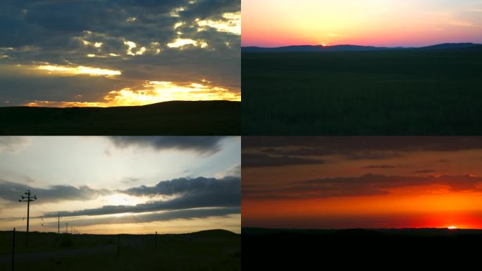 内蒙西乌旗东乌旗夕阳落日走云耶稣光延时