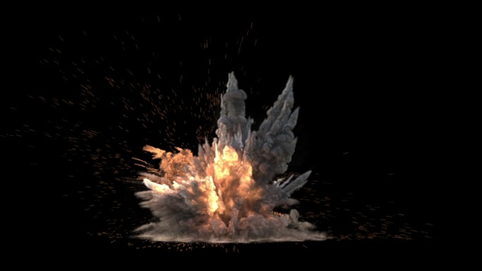 写实爆炸土爆烟爆烟 烟雾 灰尘三维飞射