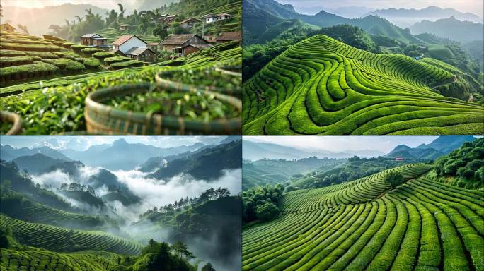 茶园茶场茶厂茶叶茶山春茶红茶绿茶采茶摘茶