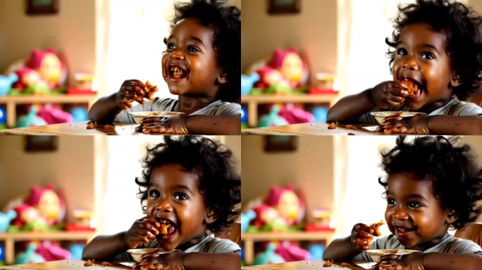 非洲小孩吃东西