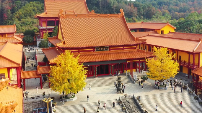航拍湖南长沙望城洗心禅寺秋景