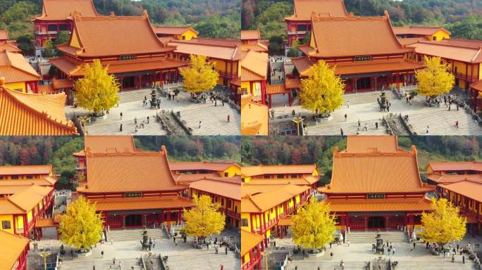 航拍湖南长沙望城洗心禅寺秋景