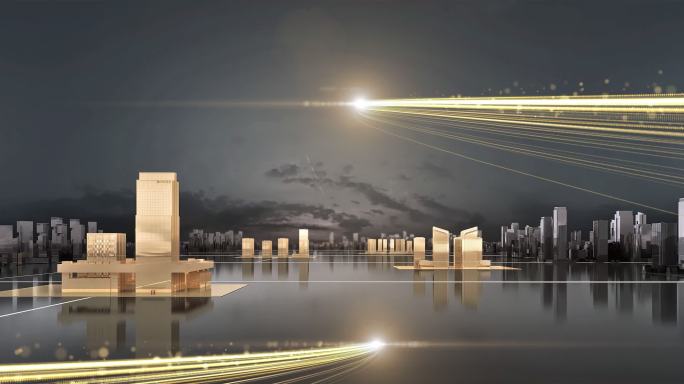 珠港澳大桥裸眼3D生长-黑金质感武汉地标