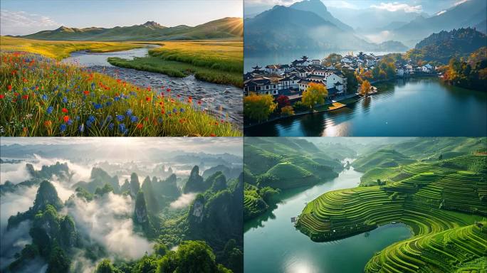 中国祖国大好河山自然风景风光航拍美丽中国