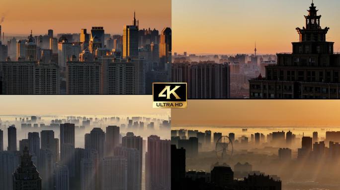 哈尔滨航拍地标日出城市宣传片黑龙江