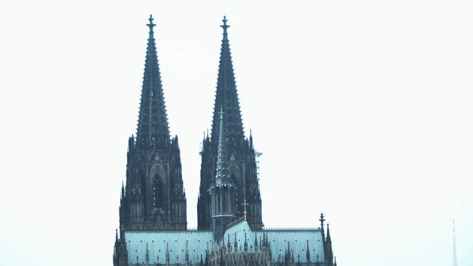 德国科隆大教堂外景航拍z
