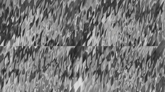 单色抽象背景，带有对角波纹和波浪状扭曲。灰度色调和流畅线条营造出一种动态的、有纹理的效果，暗示着运动