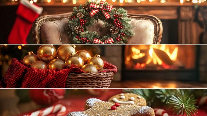4k宽屏室内圣诞节场景
