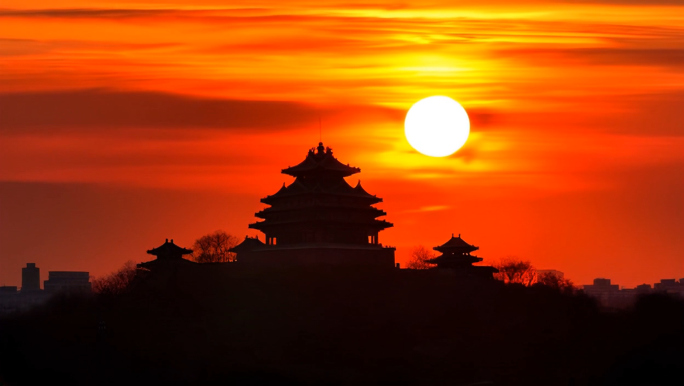4K高清日出日落自然美景故宫颐和园景点