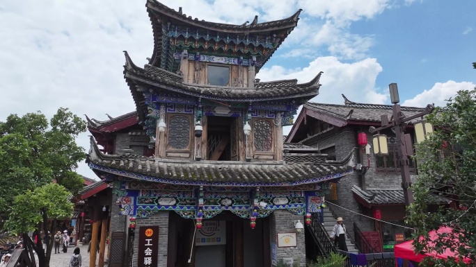 云南丽江束河古城航拍 航拍束河古镇