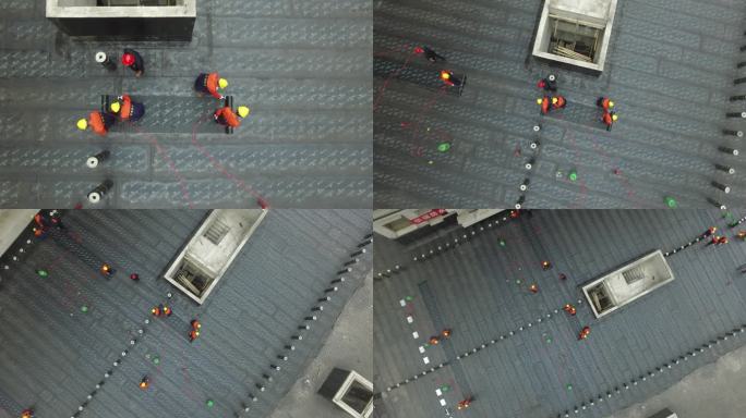 防水施工工地航拍素材