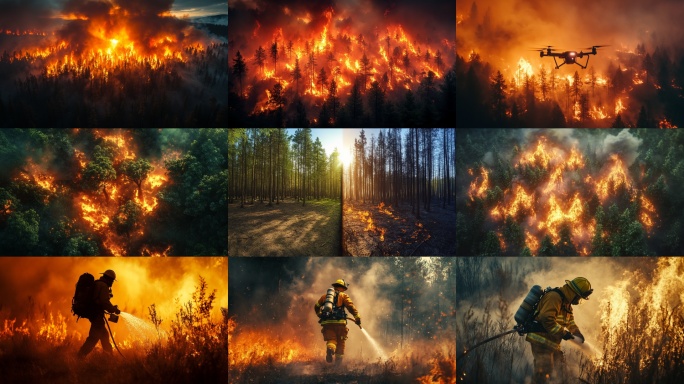 森林火灾 消防员灭火 火灾消防教育宣传片