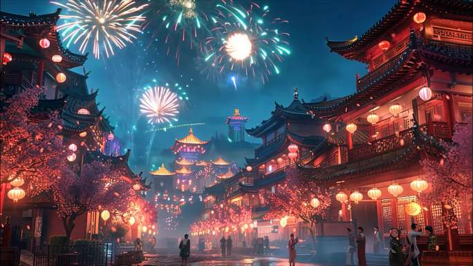 新年新春中国年跨年立春节除夕过节热闹气氛