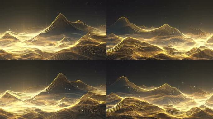 黑金山水粒子山大屏LED国风T台背景2