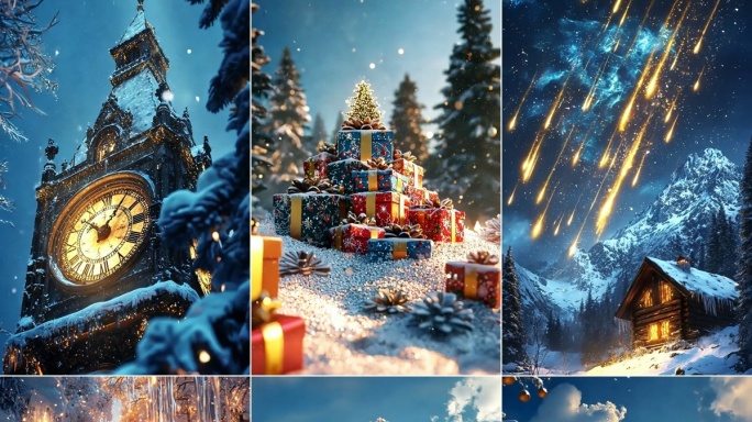 4k竖屏冰雪梦幻世界圣诞风