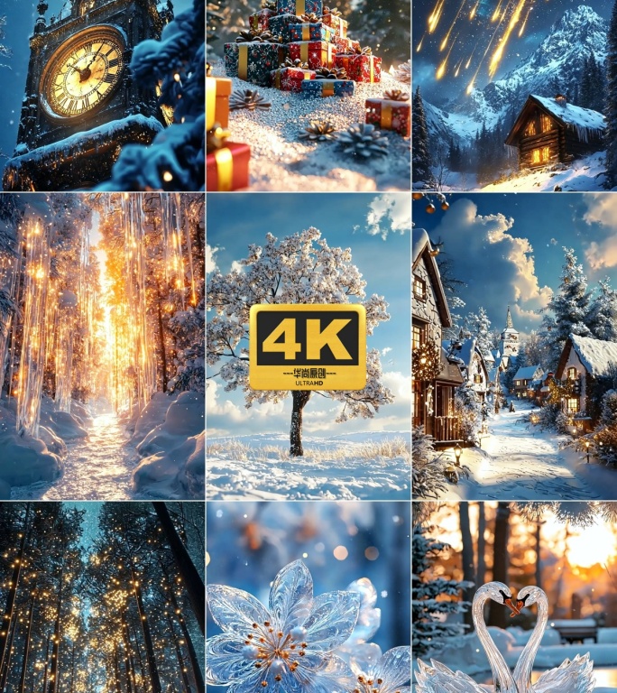 4k竖屏冰雪梦幻世界圣诞风