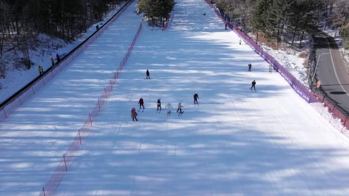 航拍长春净月潭滑雪场