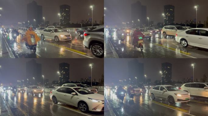 城市脉动：雨中拥堵纪实