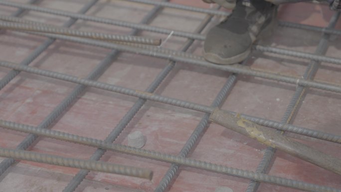 【4k】工地工人钢筋绑扎