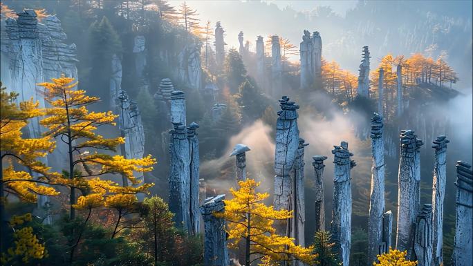 黄山迎客松日出云海风景黄山航拍宣传片ai