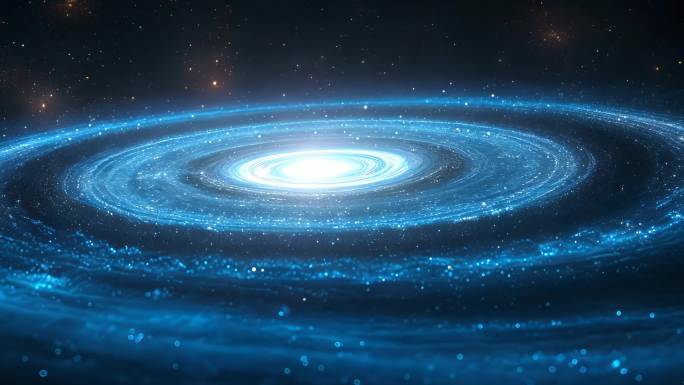 蓝色抽象粒子漩涡宇宙 蓝色光流背景