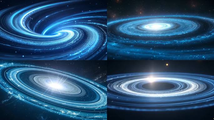 蓝色抽象粒子漩涡宇宙 蓝色光流背景