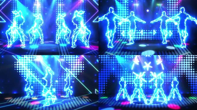 蓝色年会激光线条人舞蹈背景