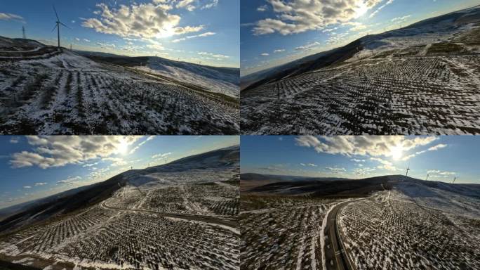 冬日河北张家口桦皮岭的白雪