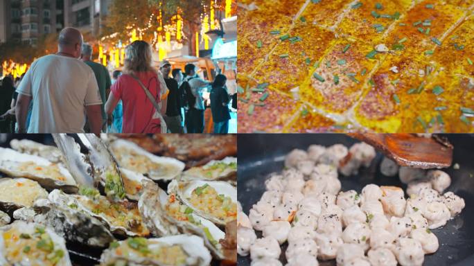 夜市烧烤小吃美食街夜生活夜经济夜宵大排档
